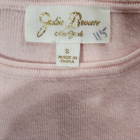 Julie Brown Pink Floral Slightly Sheer 3/4 Sleeves Lightweight Sweater Size Smal - Picture 4 of 6